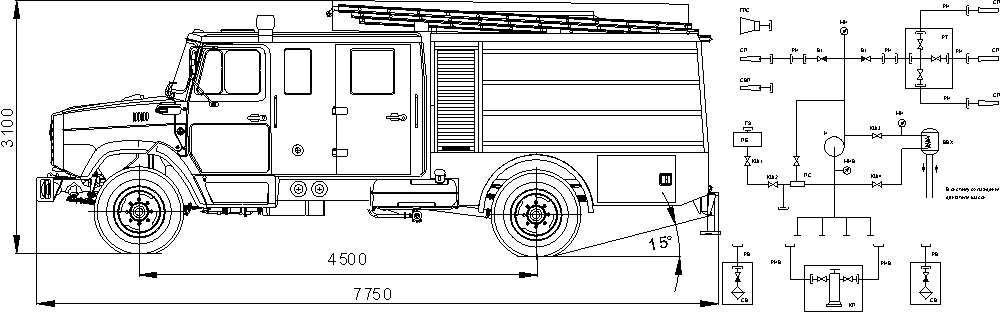 Зил пожарный схема